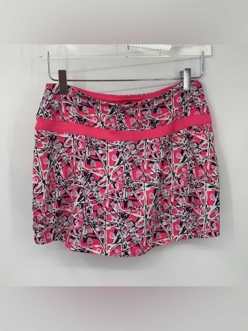 Bolle athletic skort tennis golf shorts pink black scribble pleated skirt Small